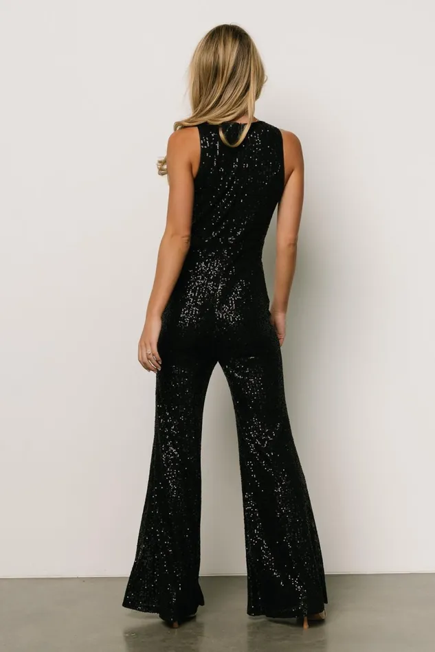 Baltic Born Embellished Sequin Women Hillary Sequin Jumpsuit Black