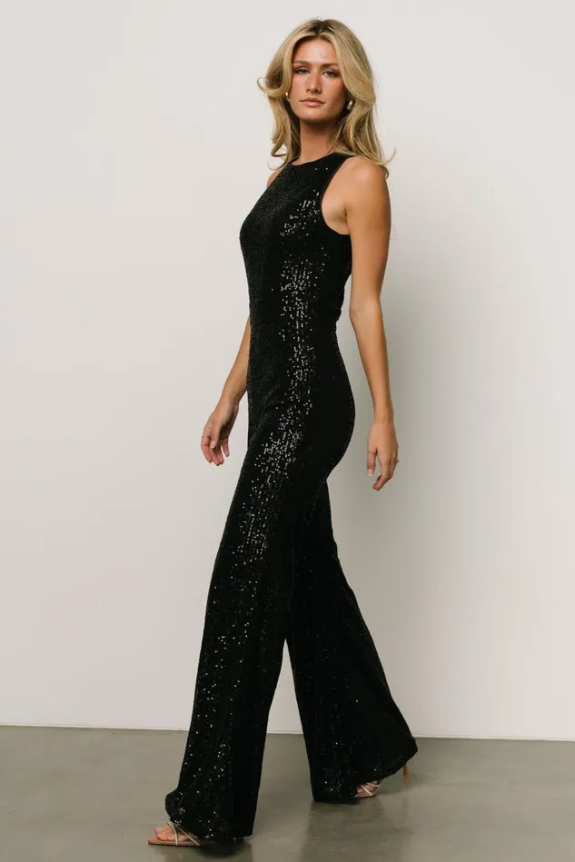 Baltic Born Embellished Sequin Women Hillary Sequin Jumpsuit Black