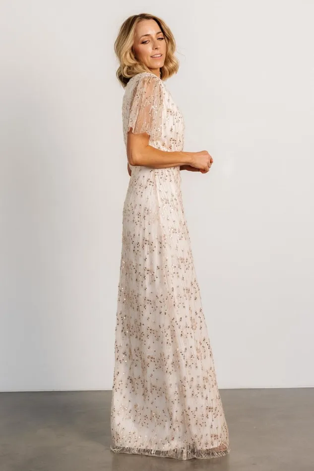 Baltic Born Embellished Sequin Women Liza Sequin Wrap Maxi Dress Rose Gold Baltic Born Embellished Sequin Women Liza Sequin Wrap Maxi Dress Rose Gold