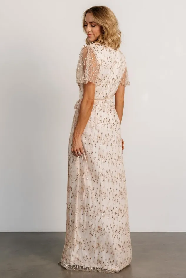 Baltic Born Embellished Sequin Women Liza Sequin Wrap Maxi Dress Rose Gold Baltic Born Embellished Sequin Women Liza Sequin Wrap Maxi Dress Rose Gold