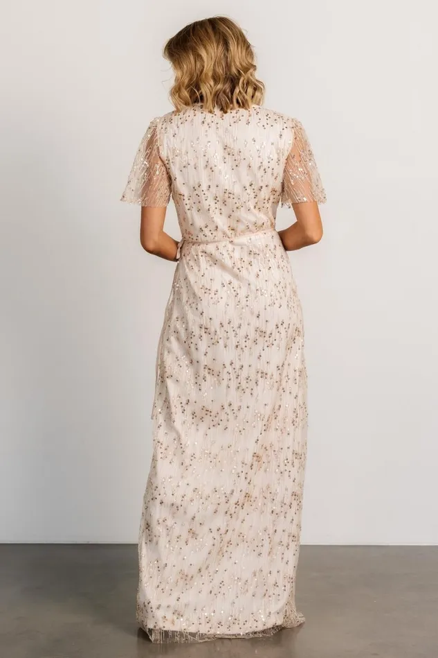 Baltic Born Embellished Sequin Women Liza Sequin Wrap Maxi Dress Rose Gold Baltic Born Embellished Sequin Women Liza Sequin Wrap Maxi Dress Rose Gold