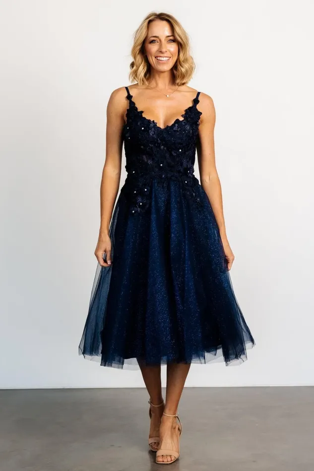 Baltic Born Embellished Sequin Women Noelle Shimmer Midi Dress Midnight Blue Baltic Born Embellished Sequin Women Noelle Shimmer Midi Dress Midnight Blue