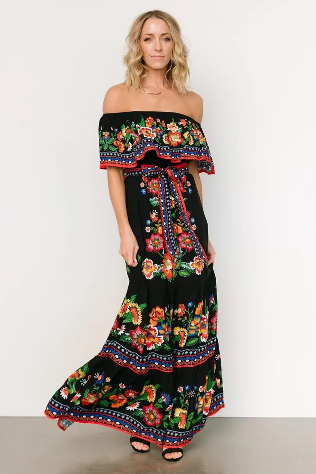 Baltic Born Maxi Dresses Women Alejandra Maxi Dress Black Multi Floral