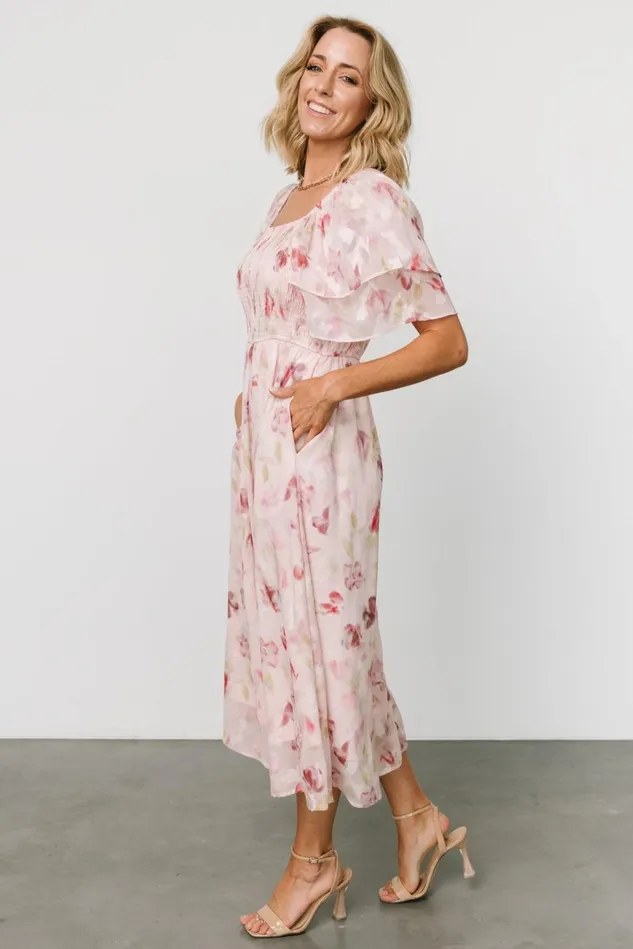 Baltic Born Midi Dresses Women Flora Midi Dress Blush Print Baltic Born Midi Dresses Women Flora Midi Dress Blush Print