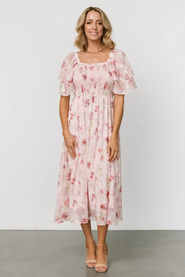 Baltic Born Midi Dresses Women Flora Midi Dress Blush Print Baltic Born Midi Dresses Women Flora Midi Dress Blush Print