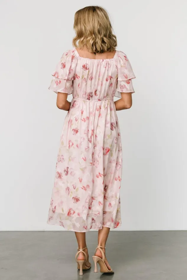 Baltic Born Midi Dresses Women Flora Midi Dress Blush Print Baltic Born Midi Dresses Women Flora Midi Dress Blush Print