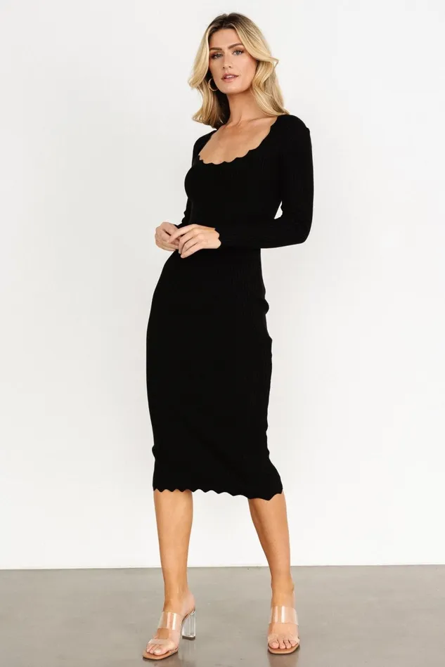 Baltic Born Midi Dresses Women Percy Scalloped Midi Dress Black