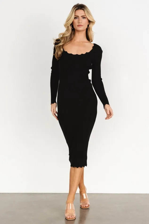 Baltic Born Midi Dresses Women Percy Scalloped Midi Dress Black