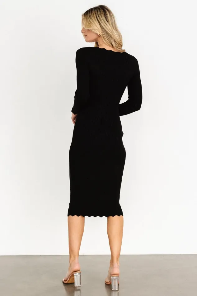 Baltic Born Midi Dresses Women Percy Scalloped Midi Dress Black