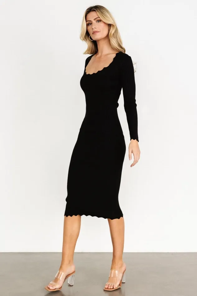 Baltic Born Midi Dresses Women Percy Scalloped Midi Dress Black