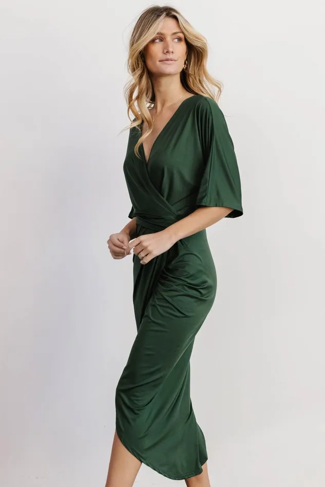 Baltic Born Midi Dresses Women Solana Ruched Dress Hunter Green