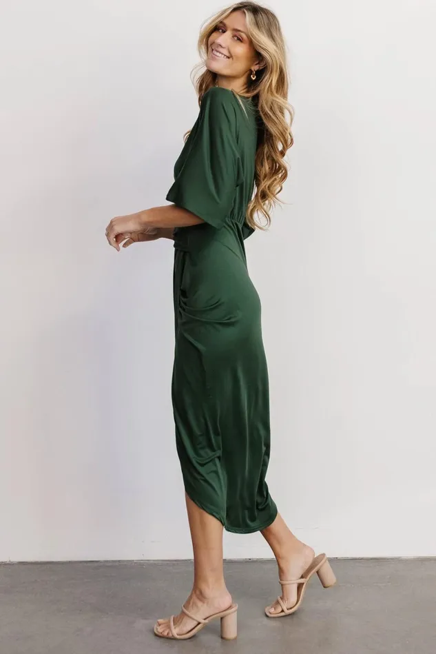 Baltic Born Midi Dresses Women Solana Ruched Dress Hunter Green
