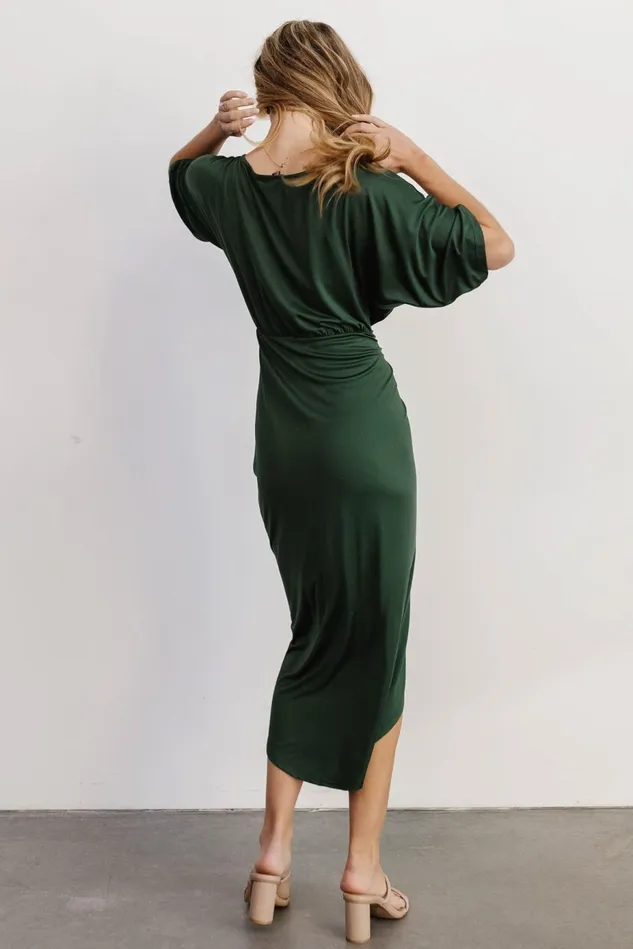 Baltic Born Midi Dresses Women Solana Ruched Dress Hunter Green