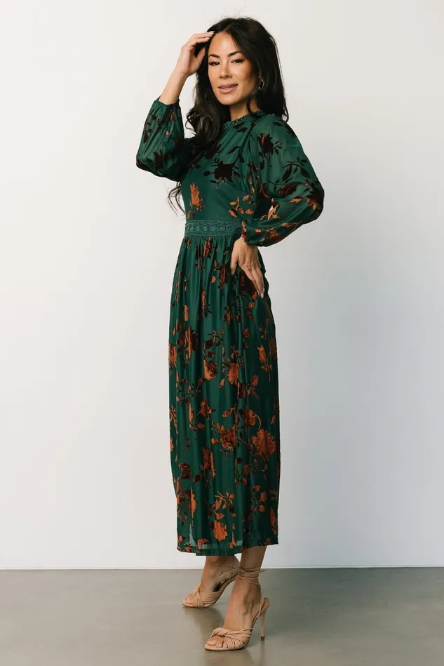 Baltic Born Mother Of The Bride Women Christine Velvet Embossed Midi Dress Jade Baltic Born Mother Of The Bride Women Christine Velvet Embossed Midi Dress Jade