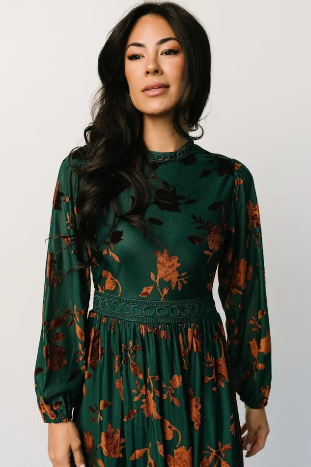 Baltic Born Mother Of The Bride Women Christine Velvet Embossed Midi Dress Jade Baltic Born Mother Of The Bride Women Christine Velvet Embossed Midi Dress Jade