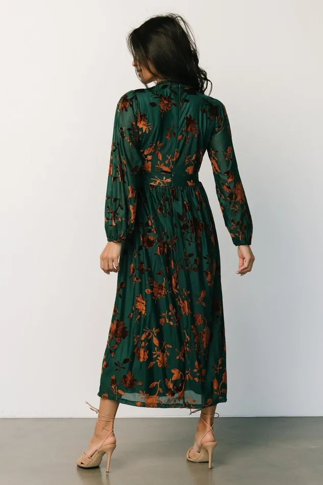 Baltic Born Mother Of The Bride Women Christine Velvet Embossed Midi Dress Jade Baltic Born Mother Of The Bride Women Christine Velvet Embossed Midi Dress Jade