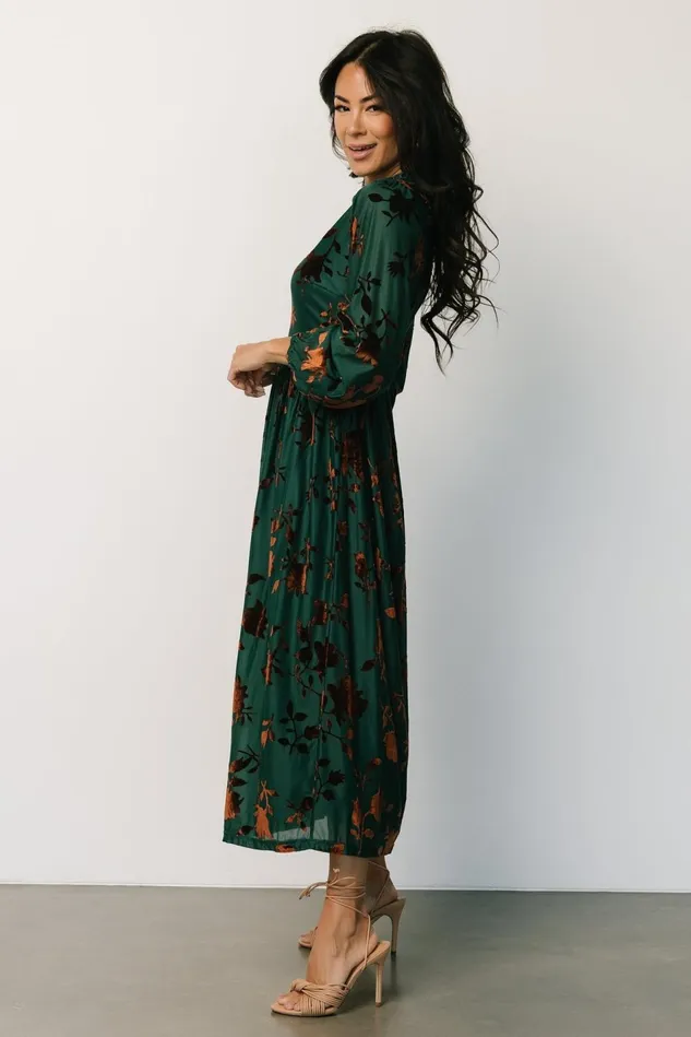 Baltic Born Mother Of The Bride Women Christine Velvet Embossed Midi Dress Jade Baltic Born Mother Of The Bride Women Christine Velvet Embossed Midi Dress Jade