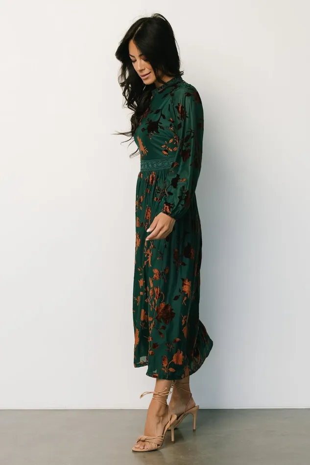 Baltic Born Mother Of The Bride Women Christine Velvet Embossed Midi Dress Jade Baltic Born Mother Of The Bride Women Christine Velvet Embossed Midi Dress Jade