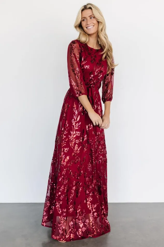 Baltic Born Mother Of The Bride Women Destiny Sequin Maxi Dress Wine