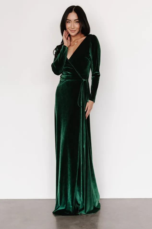Baltic Born Mother Of The Bride Women Esmerelda Velvet Wrap Maxi Dress Forest