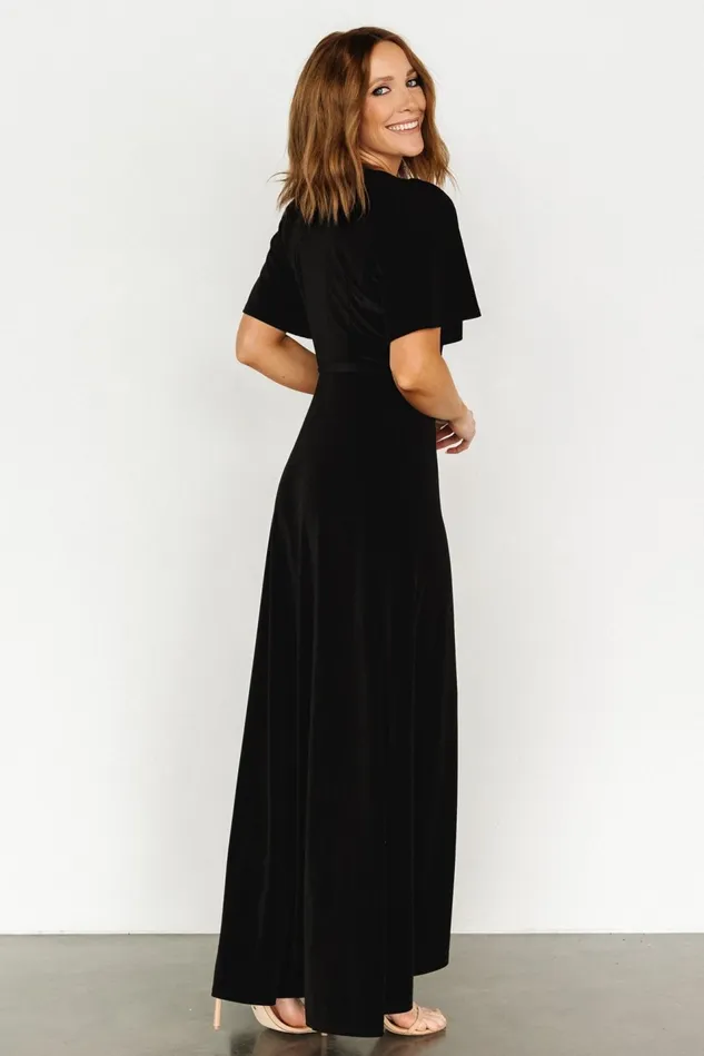 Baltic Born Mother Of The Bride Women Katelyn Velvet Maxi Wrap Dress Black Baltic Born Mother Of The Bride Women Katelyn Velvet Maxi Wrap Dress Black