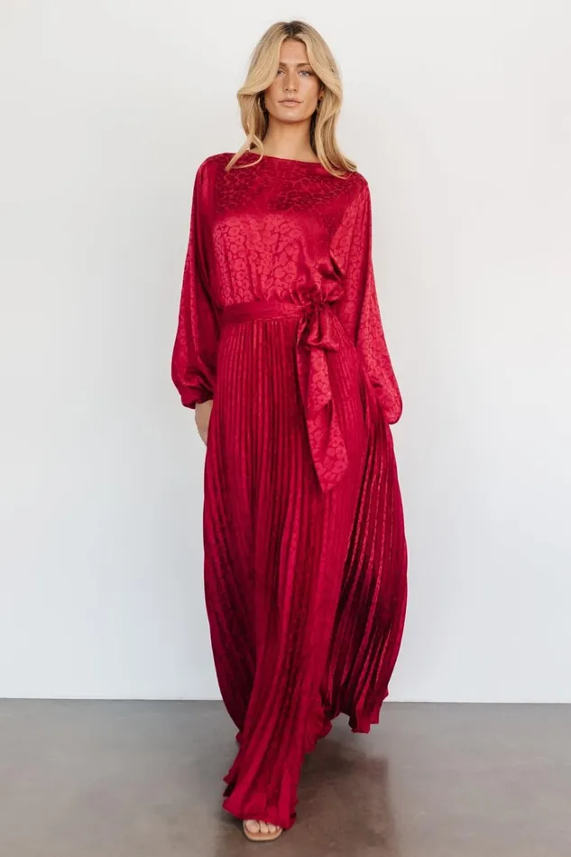 Baltic Born Mother Of The Bride Women Marva Pleated Maxi Dress Wine