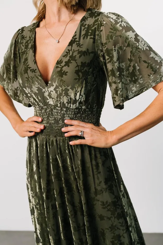 Baltic Born Mother Of The Bride Women Veronica Velvet Maxi Dress Dark Sage