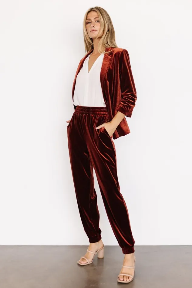 Baltic Born Pants Women Archie Velvet Jogger Pants Cinnamon