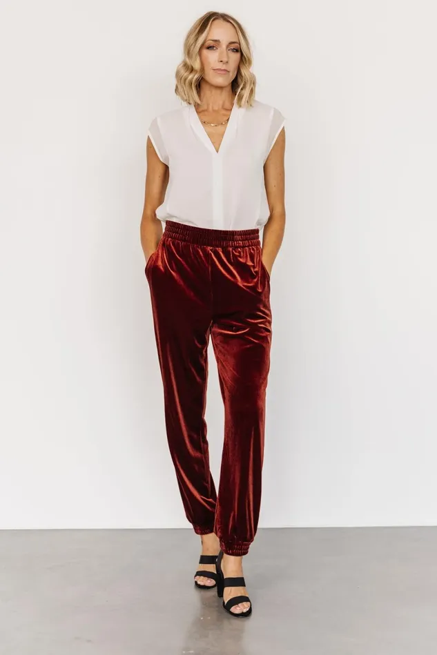 Baltic Born Pants Women Archie Velvet Jogger Pants Cinnamon Baltic Born Pants Women Archie Velvet Jogger Pants Cinnamon