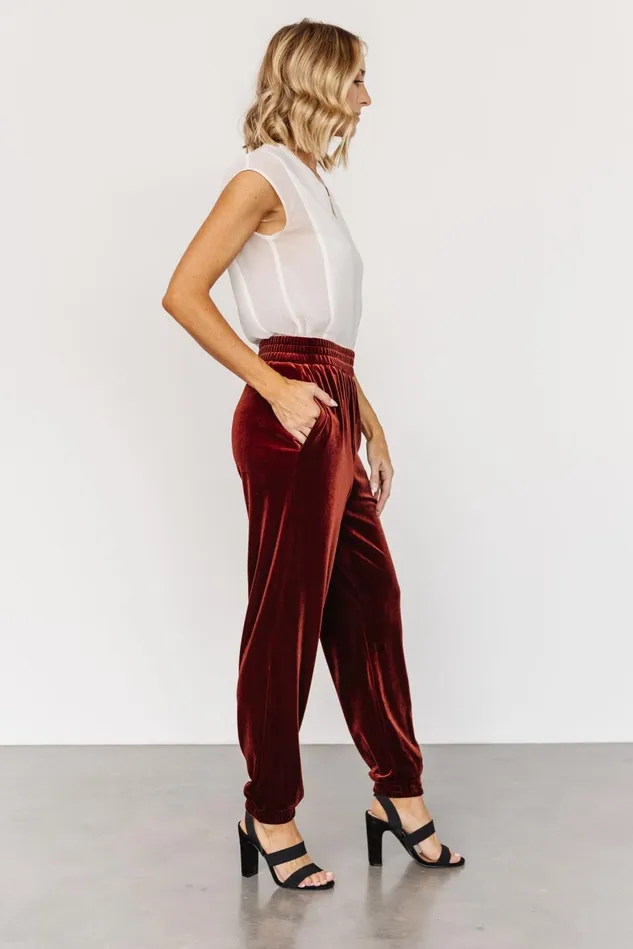 Baltic Born Pants Women Archie Velvet Jogger Pants Cinnamon Baltic Born Pants Women Archie Velvet Jogger Pants Cinnamon