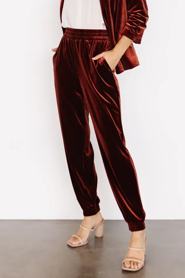 Baltic Born Pants Women Archie Velvet Jogger Pants Cinnamon Baltic Born Pants Women Archie Velvet Jogger Pants Cinnamon