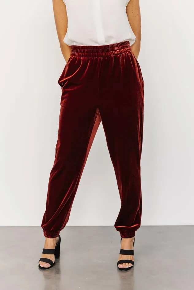 Baltic Born Pants Women Archie Velvet Jogger Pants Cinnamon Baltic Born Pants Women Archie Velvet Jogger Pants Cinnamon