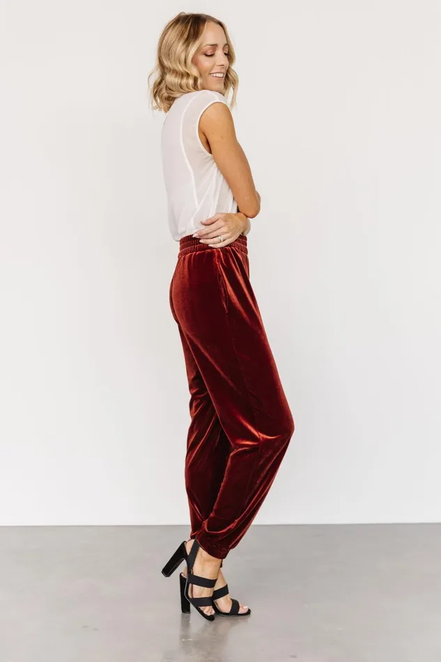 Baltic Born Pants Women Archie Velvet Jogger Pants Cinnamon Baltic Born Pants Women Archie Velvet Jogger Pants Cinnamon