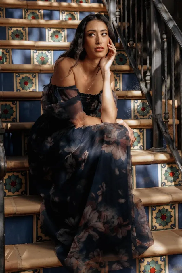 Baltic Born Tulle Styles Women Cassandra Tulle Maxi Dress Dark Blue Floral Baltic Born Tulle Styles Women Cassandra Tulle Maxi Dress Dark Blue Floral