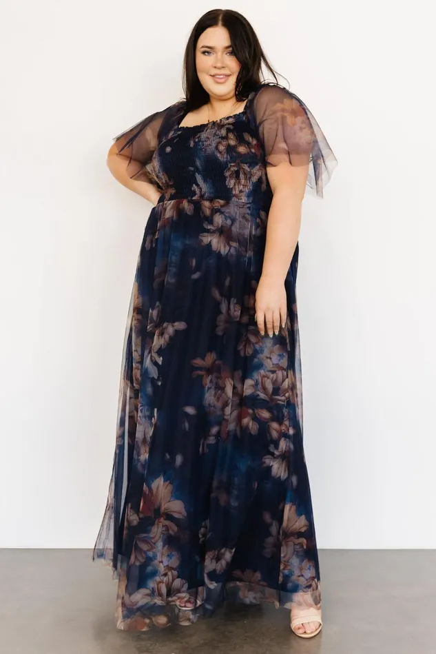 Baltic Born Tulle Styles Women Cassandra Tulle Maxi Dress Dark Blue Floral Baltic Born Tulle Styles Women Cassandra Tulle Maxi Dress Dark Blue Floral