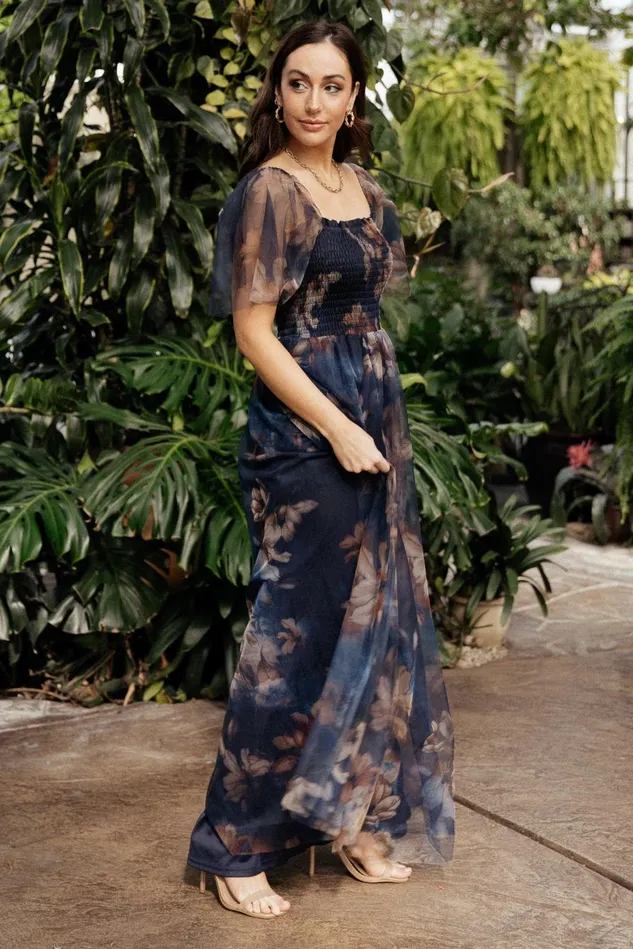 Baltic Born Tulle Styles Women Cassandra Tulle Maxi Dress Dark Blue Floral Baltic Born Tulle Styles Women Cassandra Tulle Maxi Dress Dark Blue Floral