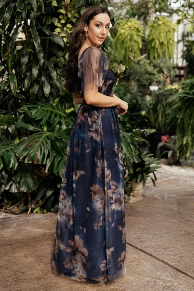 Baltic Born Tulle Styles Women Cassandra Tulle Maxi Dress Dark Blue Floral Baltic Born Tulle Styles Women Cassandra Tulle Maxi Dress Dark Blue Floral
