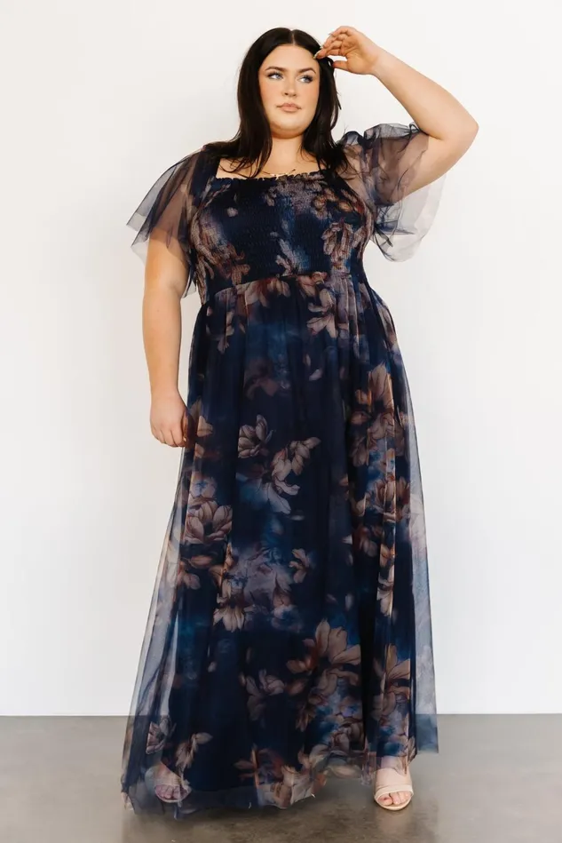 Baltic Born Tulle Styles Women Cassandra Tulle Maxi Dress Dark Blue Floral Baltic Born Tulle Styles Women Cassandra Tulle Maxi Dress Dark Blue Floral