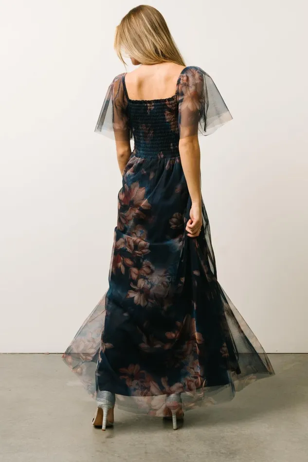 Baltic Born Tulle Styles Women Cassandra Tulle Maxi Dress Dark Blue Floral Baltic Born Tulle Styles Women Cassandra Tulle Maxi Dress Dark Blue Floral