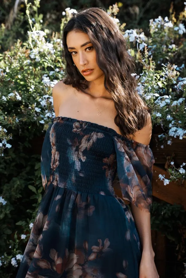 Baltic Born Tulle Styles Women Cassandra Tulle Maxi Dress Dark Blue Floral Baltic Born Tulle Styles Women Cassandra Tulle Maxi Dress Dark Blue Floral