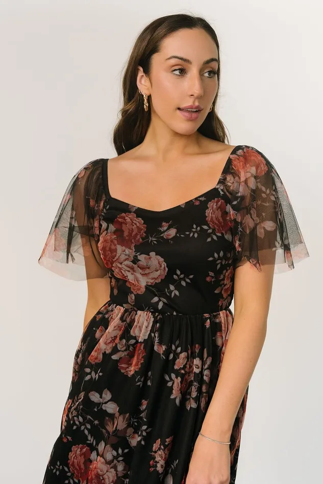 Baltic Born Tulle Styles Women Gwyneth Tulle Midi Dress Black Multi Baltic Born Tulle Styles Women Gwyneth Tulle Midi Dress Black Multi