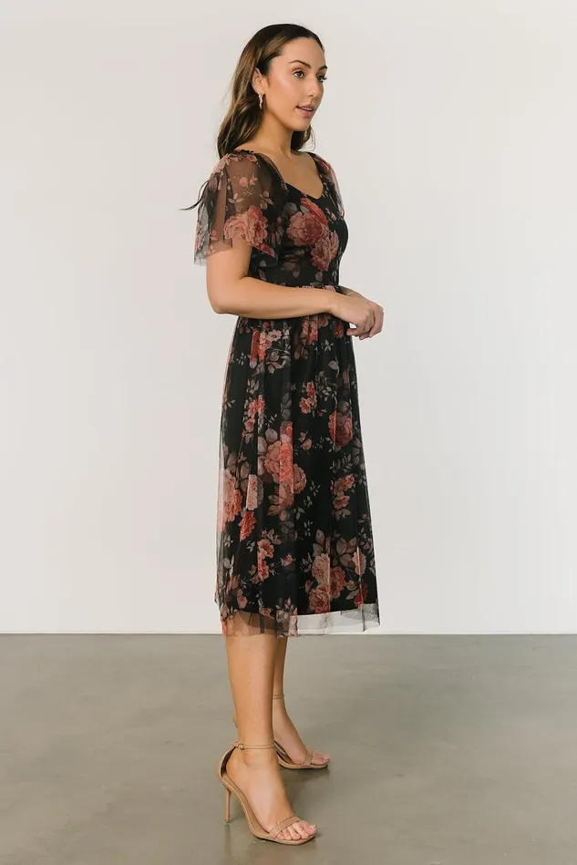 Baltic Born Tulle Styles Women Gwyneth Tulle Midi Dress Black Multi Baltic Born Tulle Styles Women Gwyneth Tulle Midi Dress Black Multi