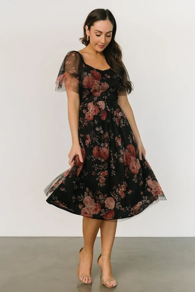Baltic Born Tulle Styles Women Gwyneth Tulle Midi Dress Black Multi Baltic Born Tulle Styles Women Gwyneth Tulle Midi Dress Black Multi