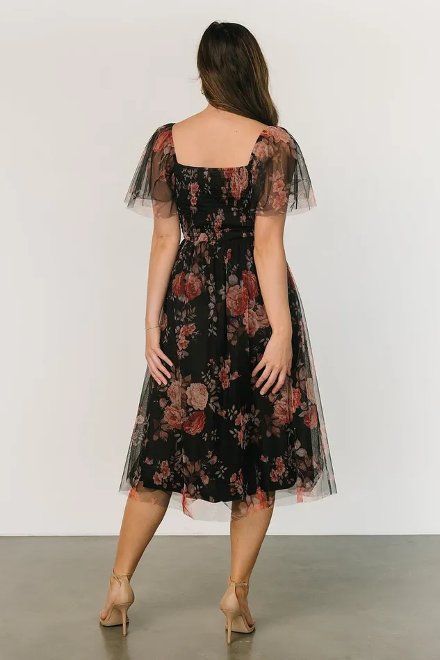 Baltic Born Tulle Styles Women Gwyneth Tulle Midi Dress Black Multi Baltic Born Tulle Styles Women Gwyneth Tulle Midi Dress Black Multi