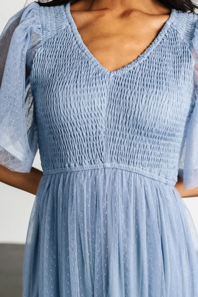 Baltic Born Tulle Styles Women Martha Smocked Tulle Dress Dusty Blue Baltic Born Tulle Styles Women Martha Smocked Tulle Dress Dusty Blue