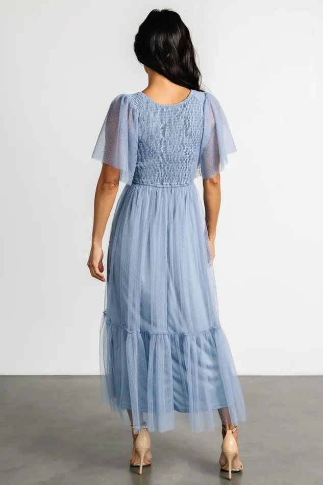 Baltic Born Tulle Styles Women Martha Smocked Tulle Dress Dusty Blue Baltic Born Tulle Styles Women Martha Smocked Tulle Dress Dusty Blue