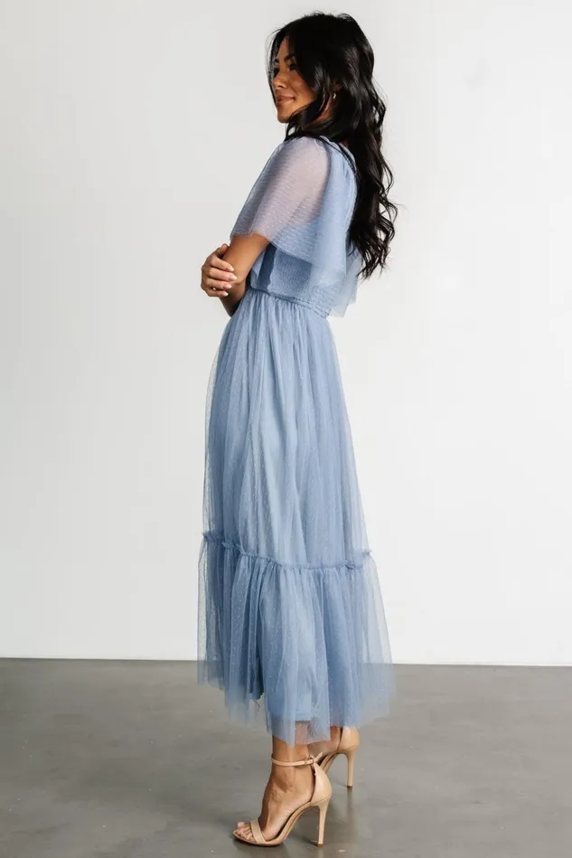 Baltic Born Tulle Styles Women Martha Smocked Tulle Dress Dusty Blue Baltic Born Tulle Styles Women Martha Smocked Tulle Dress Dusty Blue