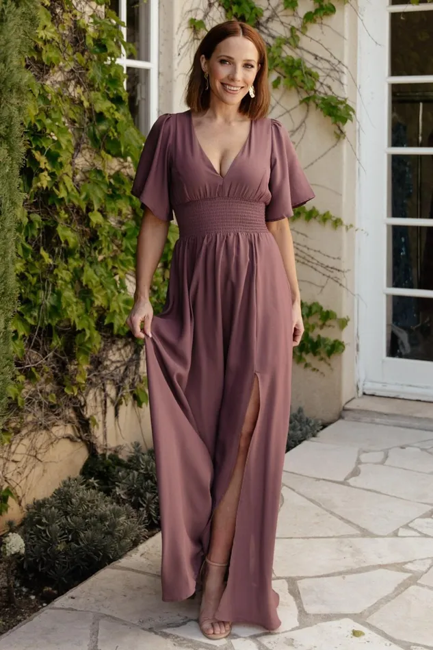 Baltic Born Wedding Guest Women Verona Smocked Maxi Dress Vintage Plum