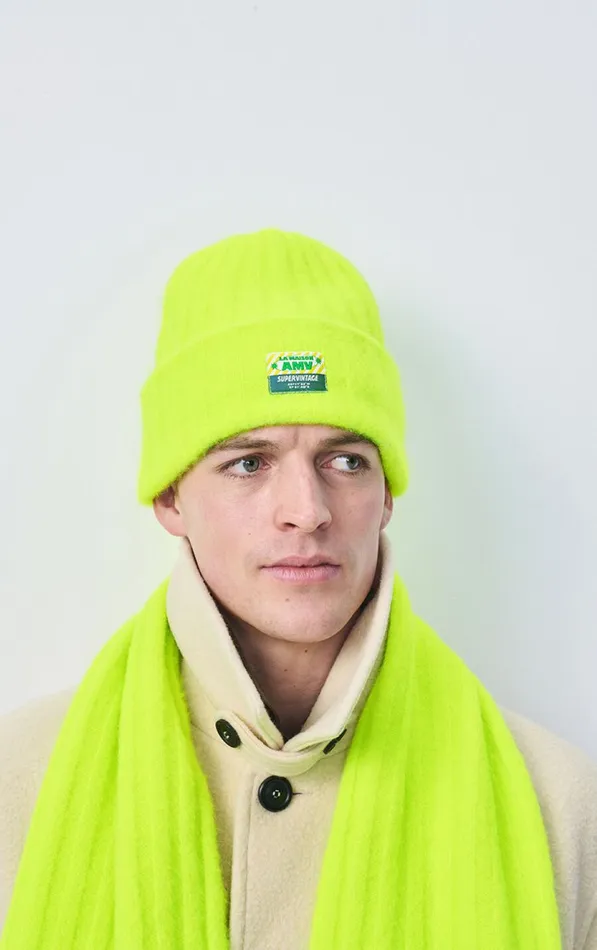 Beanie Vitow Fluorescent Yellow Melange WomenMen American Vintage Beanies and Caps Beanie Vitow Fluorescent Yellow Melange WomenMen American Vintage Beanies and Caps