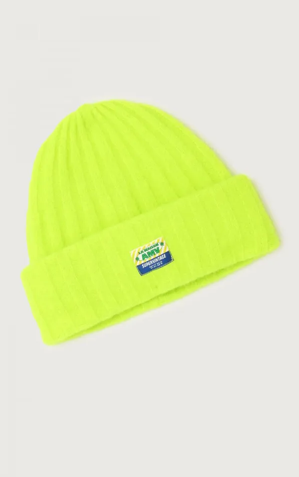 Beanie Vitow Fluorescent Yellow Melange WomenMen American Vintage Beanies and Caps Beanie Vitow Fluorescent Yellow Melange WomenMen American Vintage Beanies and Caps